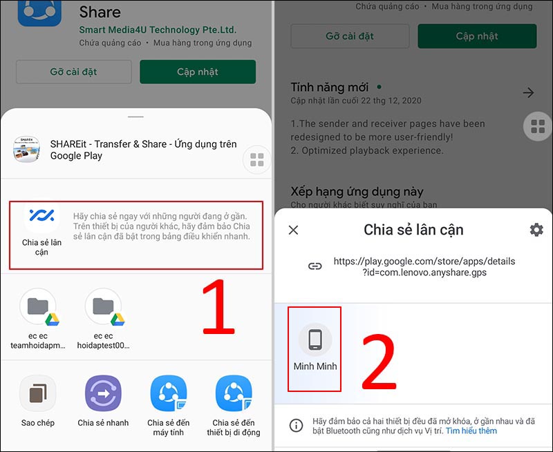 Nhấn v&agrave;o t&ecirc;n người d&ugrave;ng để chia sẻ